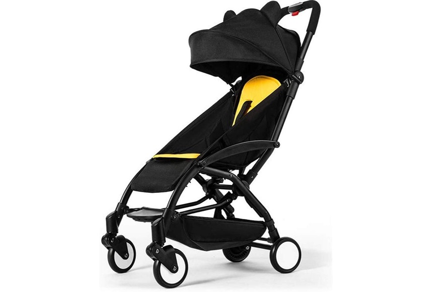 one hand fold double stroller