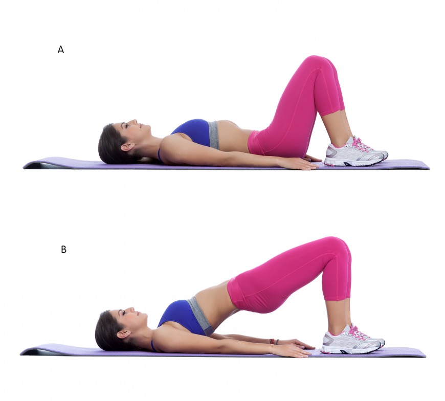 Hip raises, great for activating and strengthening the core, back and glutes Hip raises, great for activating and strengthening the core, back and glutes