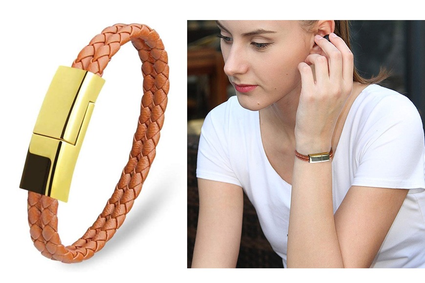 USB Charging Cable Bracelet Portable Leather