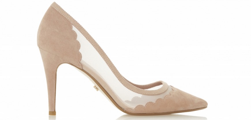 Dune London Bellevue Cappuccino Suede Scalloped Court Shoe Dune London Bellevue Cappuccino Suede Scalloped Court Shoe