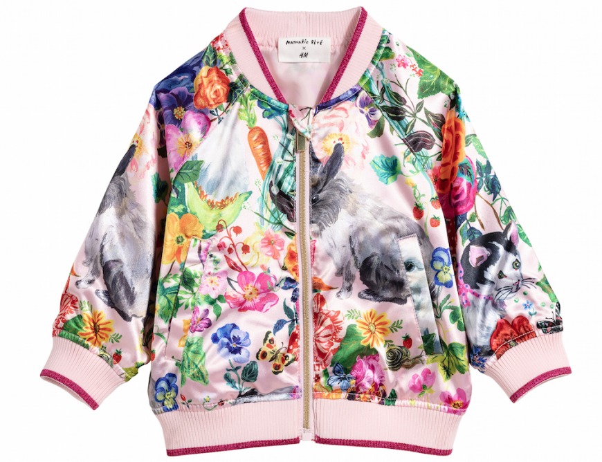 H&M Nathalie Lété Satin Bomber Jacket H&M Nathalie Lété Satin Bomber Jacket
