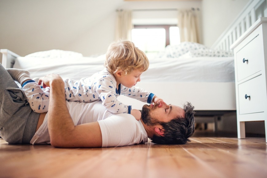 Lie down with children on their bedroom floor Lie down with children on their bedroom floor