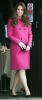 She looked absolutely stunning in this hot pink Mulberry coat 
